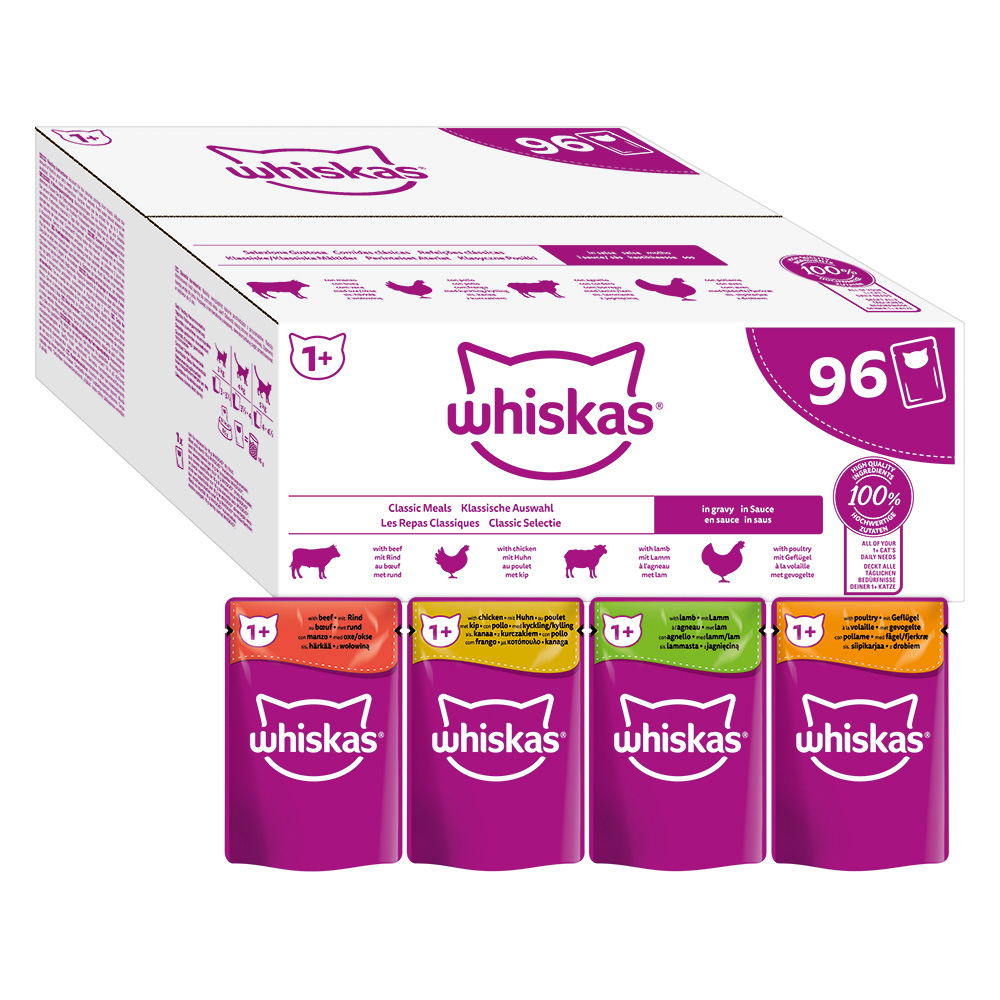 Omgaan Onzeker terugtrekken Jumbopack Whiskas 1+ Adult Maaltijdzakjes 96 x 85 g - Klassieke selectie in  saus | De Kattensite Webshop